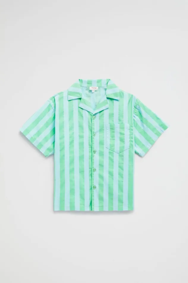 Seed Heritage TShirts and Tops Stripe Camp Shirt Ocean Blue 8211 Boy