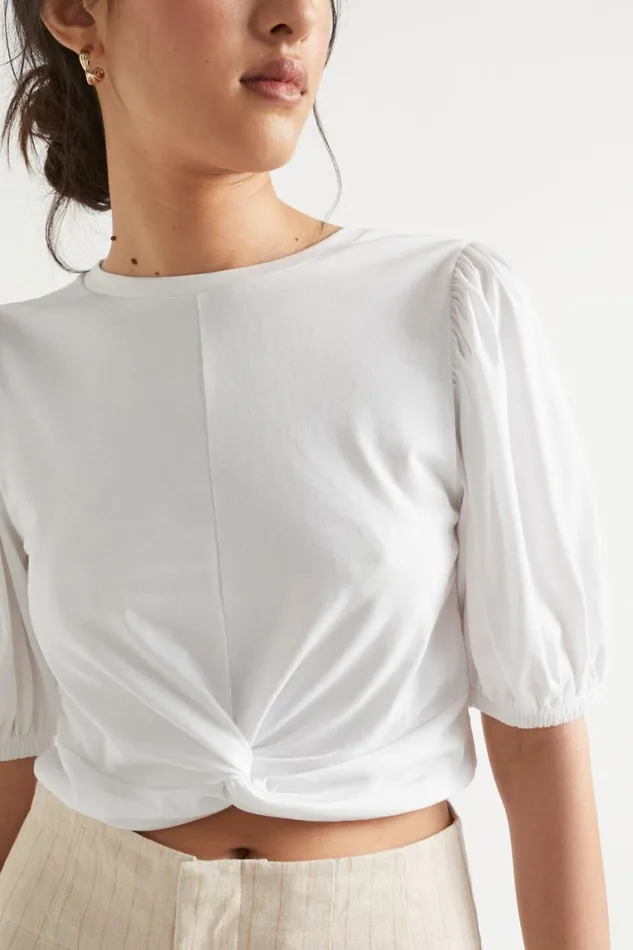 Seed Heritage TShirts and Tops Twist Front Blouson Sleeve Top Whisper White 8211 Woman