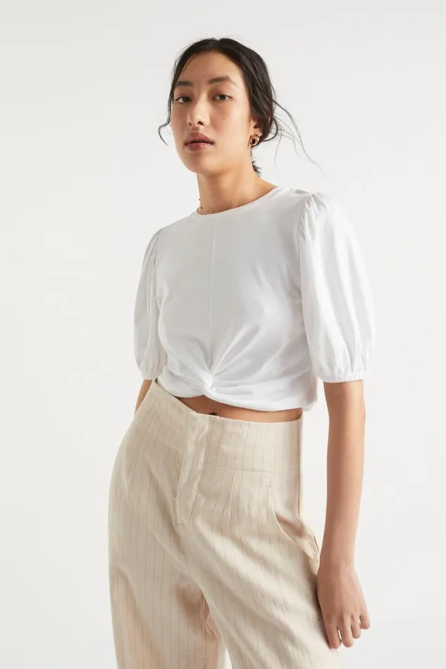 Seed Heritage TShirts and Tops Twist Front Blouson Sleeve Top Whisper White 8211 Woman