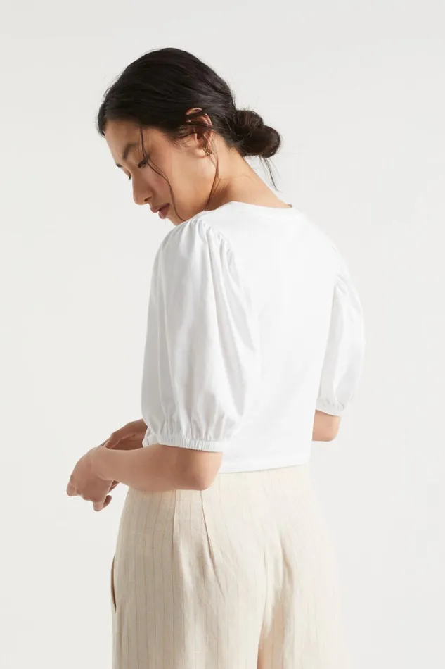 Seed Heritage TShirts and Tops Twist Front Blouson Sleeve Top Whisper White 8211 Woman