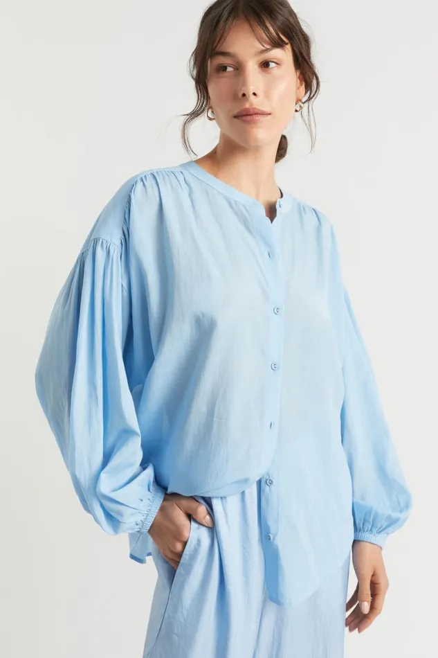 Seed Heritage TShirts and Tops Voile Gathered Shirt Bluebell 8211 Woman