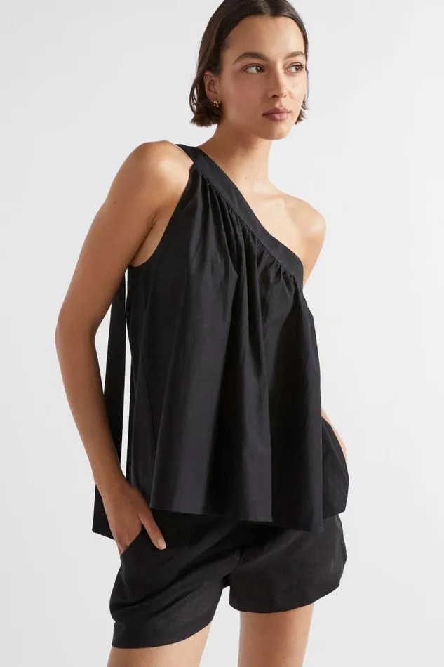 Seed Heritage TShirts and Tops Voile Tie Shoulder Top Black 8211 Woman