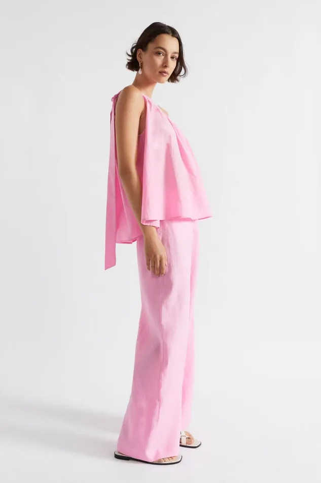 Seed Heritage TShirts and Tops Voile Tie Shoulder Top Pink Gin 8211 Woman