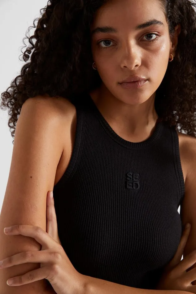Seed Heritage TShirts and Tops Waffle Logo Tank Black 8211 Woman