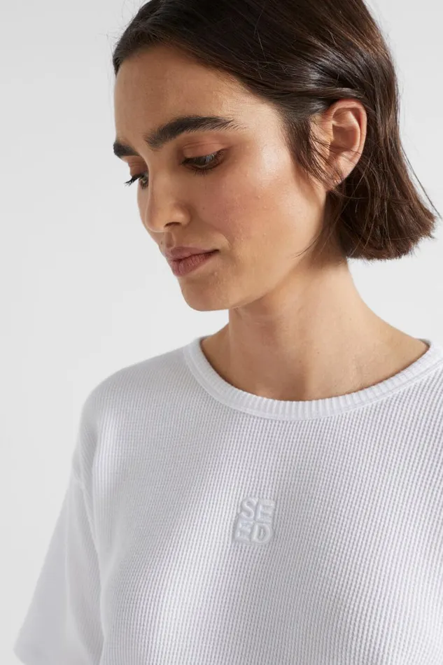 Seed Heritage TShirts and Tops Waffle Logo Tee Whisper White 8211 Woman