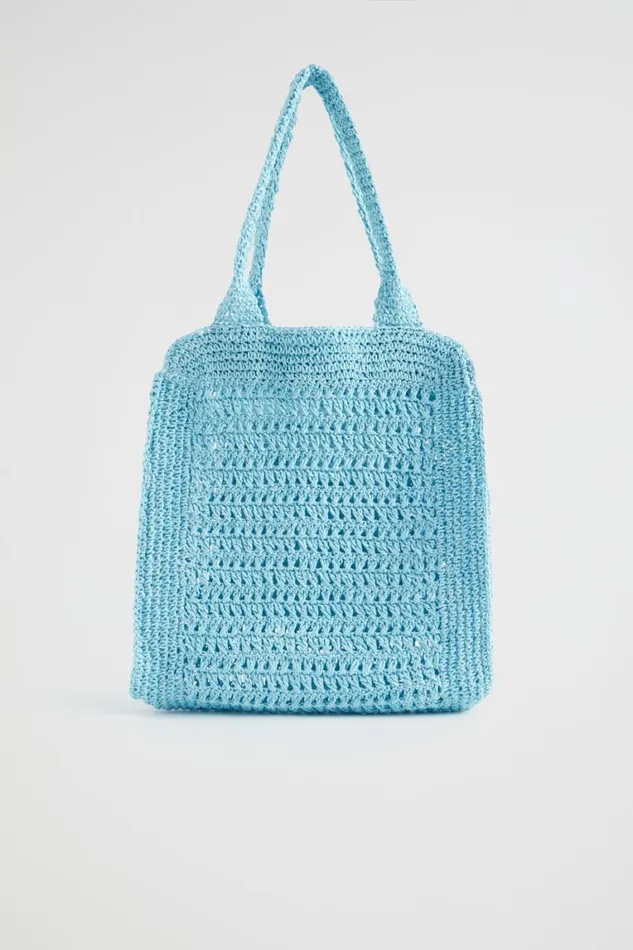 Seed Heritage Tote Bags Crochet Straw Tote Shimmer Blue 8211 Woman