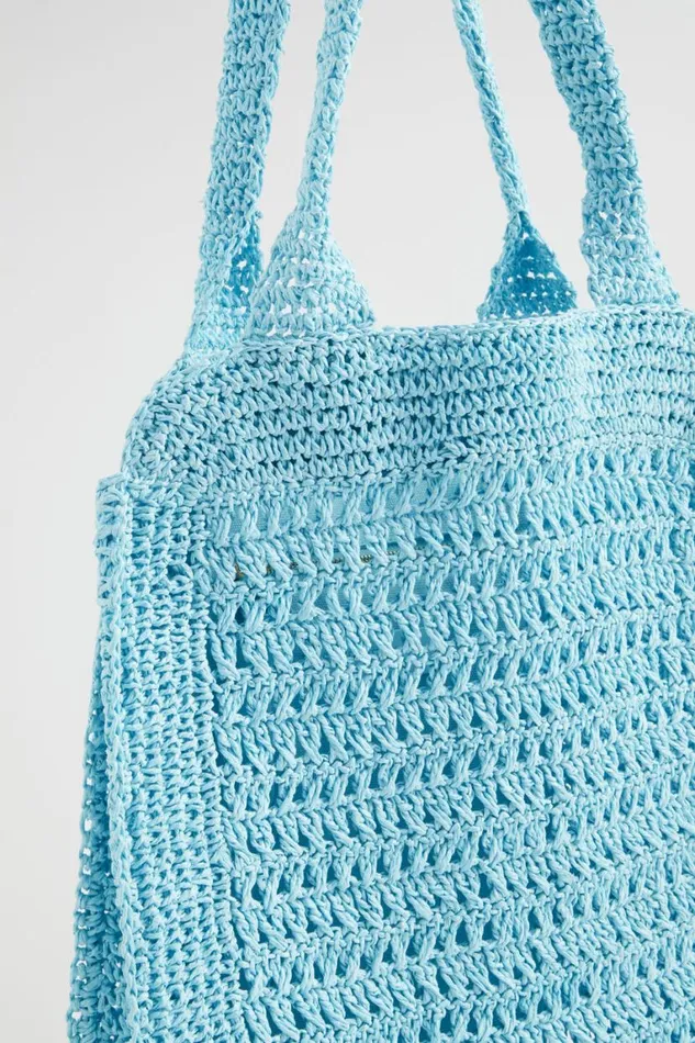 Seed Heritage Tote Bags Crochet Straw Tote Shimmer Blue 8211 Woman