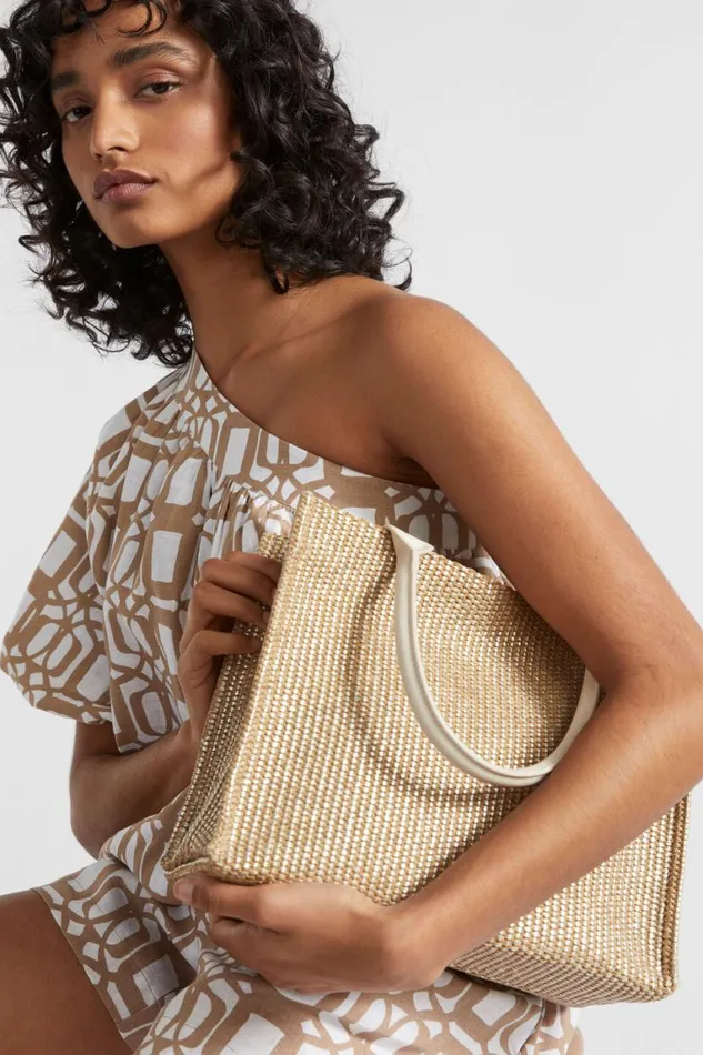 Seed Heritage Tote Bags Structured Mini Straw Tote Metallic Natural 8211 Woman