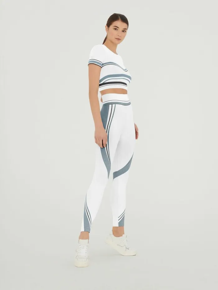 Shaping Stripes Leggings Whiteblue Lurexblack Women Wolford Athleisure Leggings