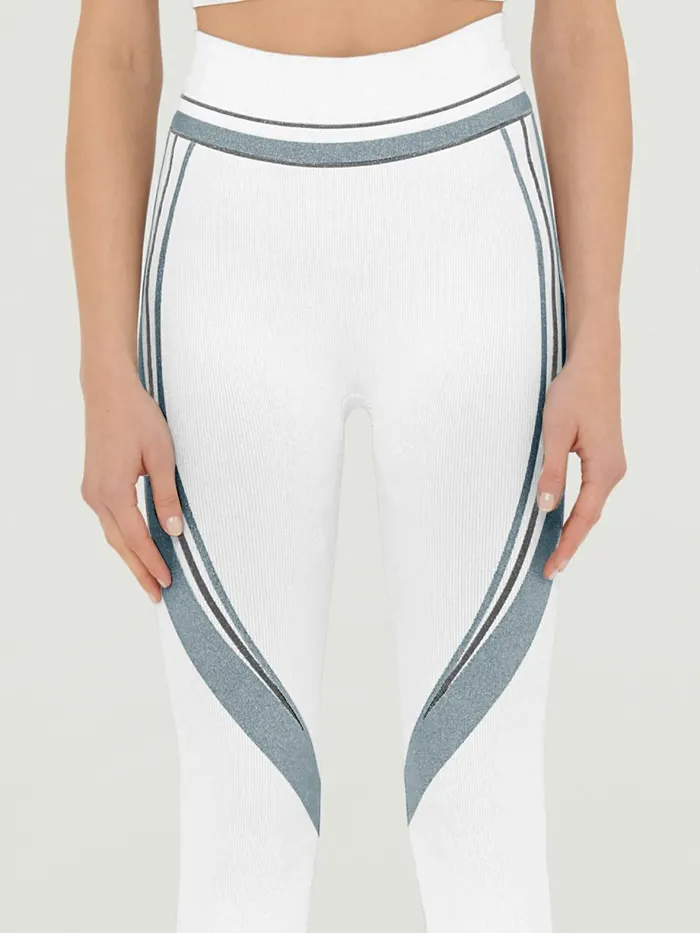 Shaping Stripes Leggings Whiteblue Lurexblack Women Wolford Athleisure Leggings