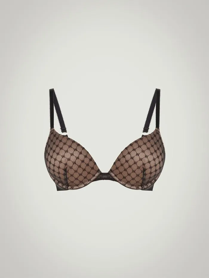 Sheer Logo PushUp Bra Black Women Wolford Bras