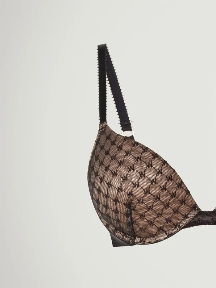 Sheer Logo PushUp Bra Black Women Wolford Bras