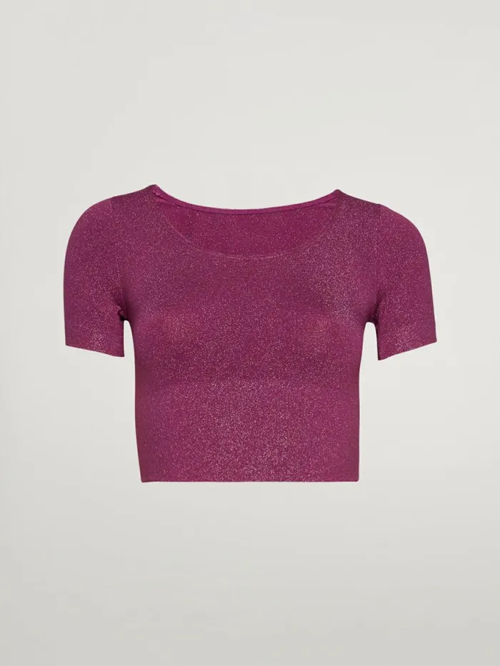 Shiny Crop Top Mineral Redpink Women Wolford Tops