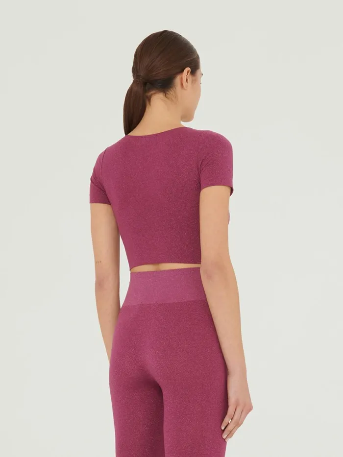 Shiny Crop Top Mineral Redpink Women Wolford Tops