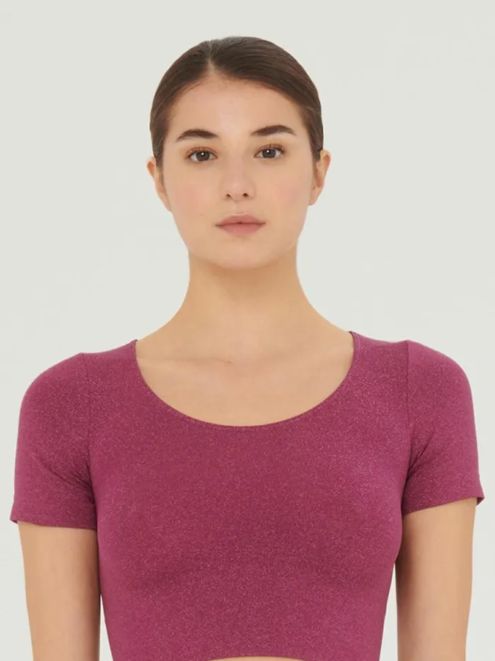 Shiny Crop Top Mineral Redpink Women Wolford Tops