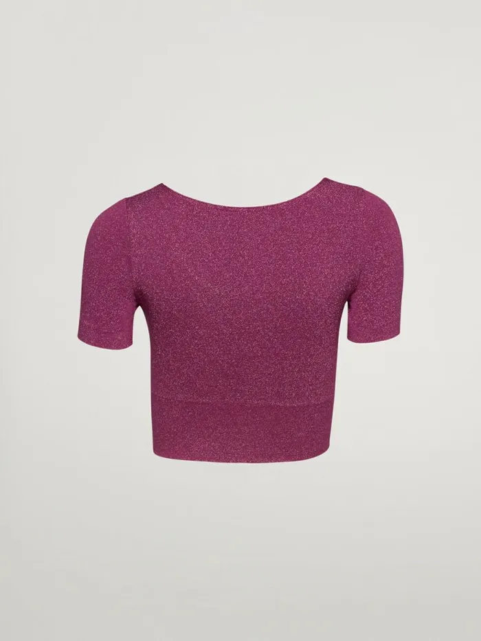 Shiny Crop Top Mineral Redpink Women Wolford Tops