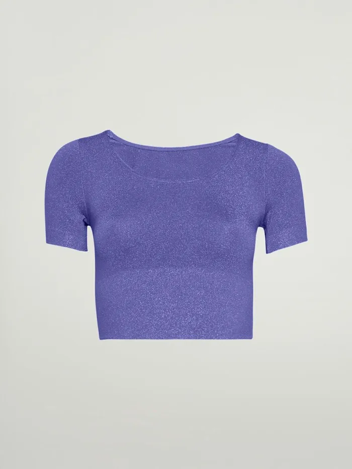Shiny Crop Top Ultra Violetlight Aquamarine Women Wolford Tops