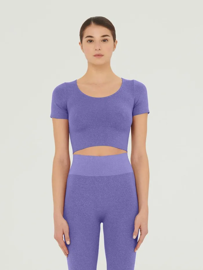 Shiny Crop Top Ultra Violetlight Aquamarine Women Wolford Tops