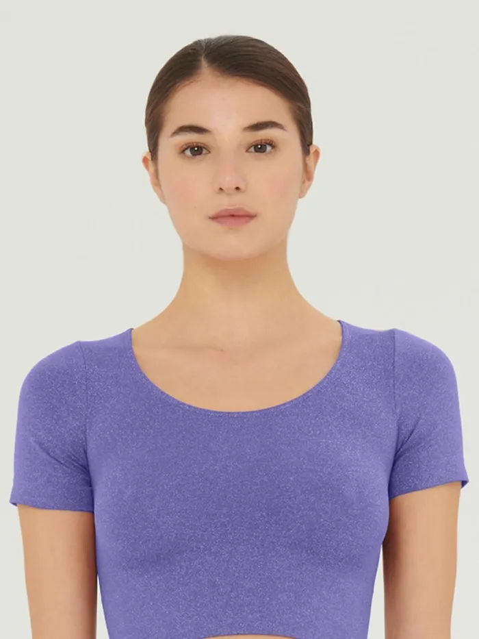 Shiny Crop Top Ultra Violetlight Aquamarine Women Wolford Tops