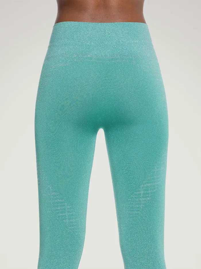 Shiny Grid Leggings Ice Jadesilver Women Wolford Leggings