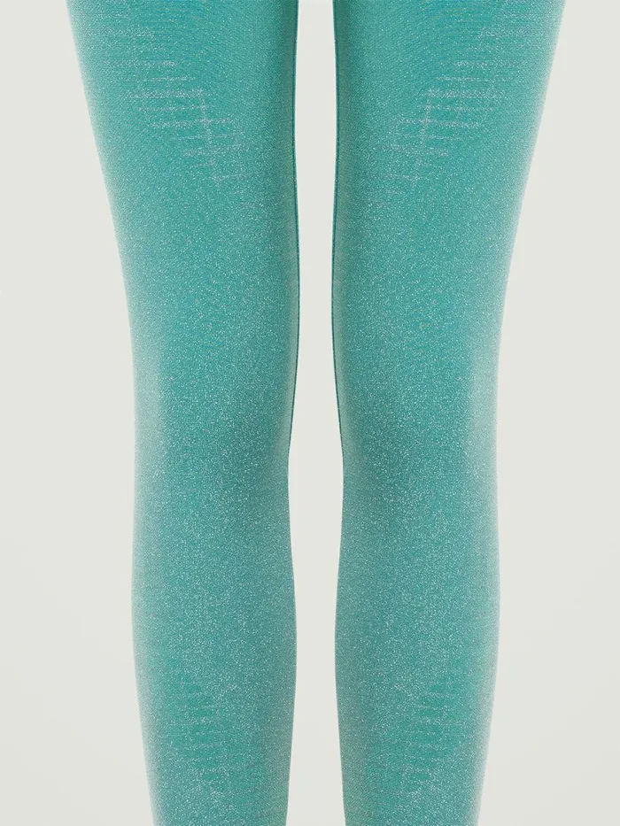 Shiny Grid Leggings Ice Jadesilver Women Wolford Leggings