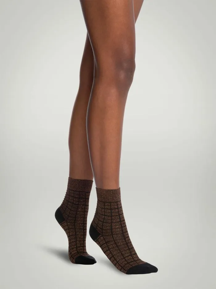 Shiny Grid Socks Blackcopper Women Wolford Socks
