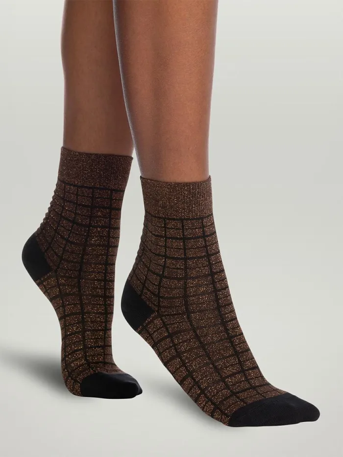 Shiny Grid Socks Blackcopper Women Wolford Socks