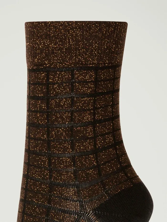 Shiny Grid Socks Blackcopper Women Wolford Socks
