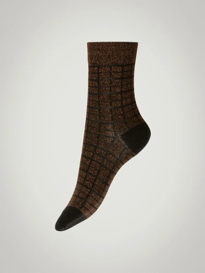 Shiny Grid Socks Blackcopper Women Wolford Socks