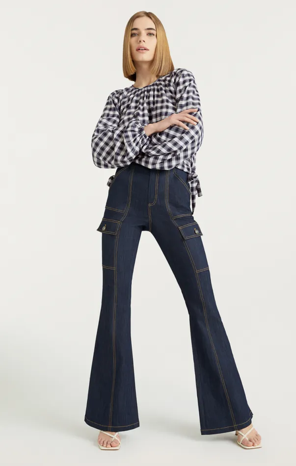Shop Adia Top Navywhite Cinq Sept Long Sleeve Tops