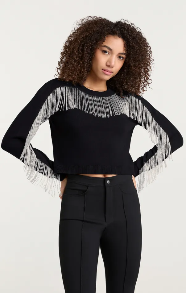 Shop Althea Sweater Blacksilver Cinq Sept Long Sleeve Tops