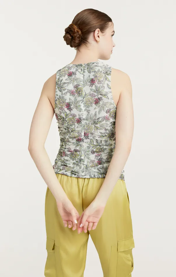 Shop Botanical Floral Dasha Top Ivory Multi Cinq Sept Tank Tops and Camisoles