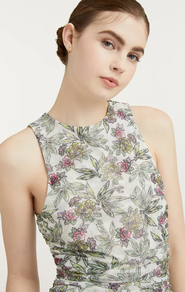 Shop Botanical Floral Dasha Top Ivory Multi Cinq Sept Tank Tops and Camisoles