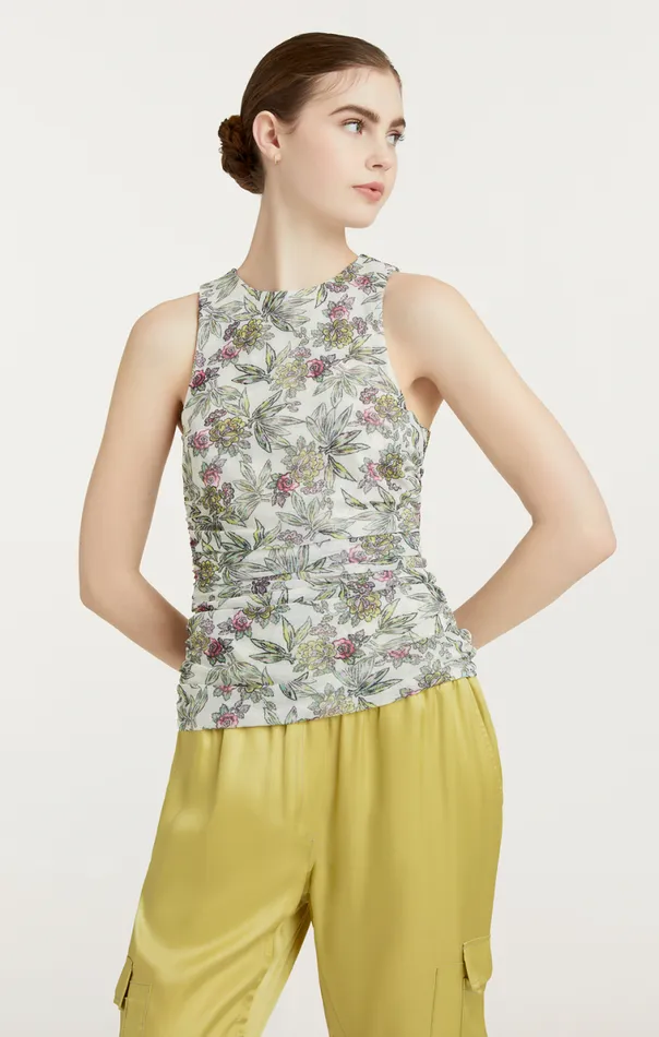 Shop Botanical Floral Dasha Top Ivory Multi Cinq Sept Tank Tops and Camisoles