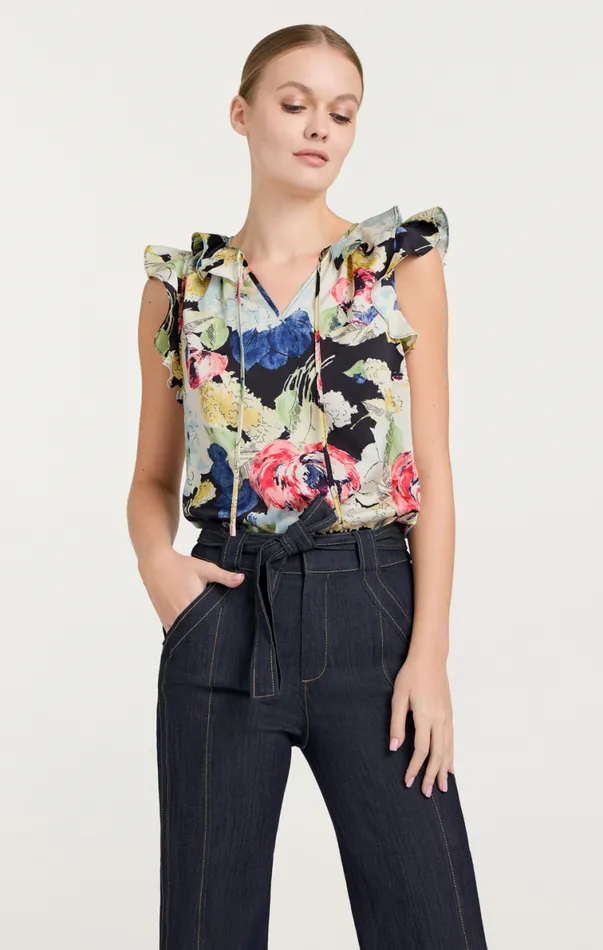 Shop Calliope Top Black Multi Cinq Sept Tank Tops and Camisoles