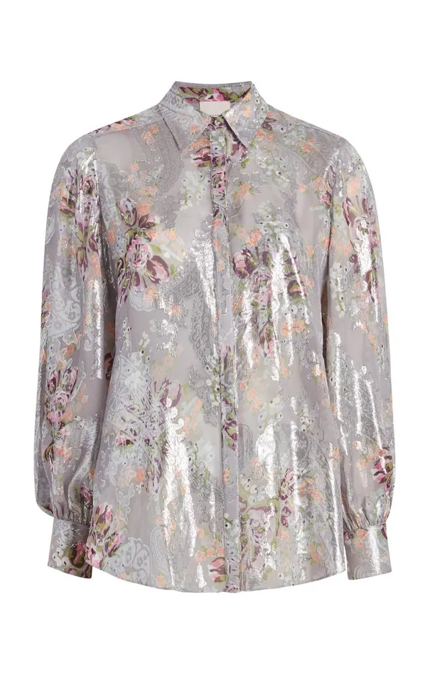 Shop Claudette Floral Kandice Top Grey Multi Cinq Sept Long Sleeve Tops