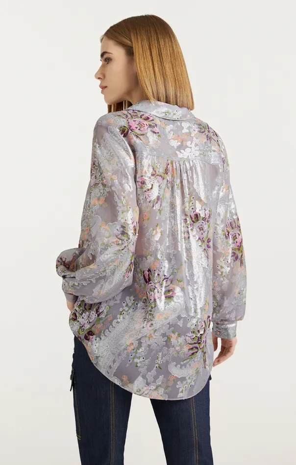 Shop Claudette Floral Kandice Top Grey Multi Cinq Sept Long Sleeve Tops