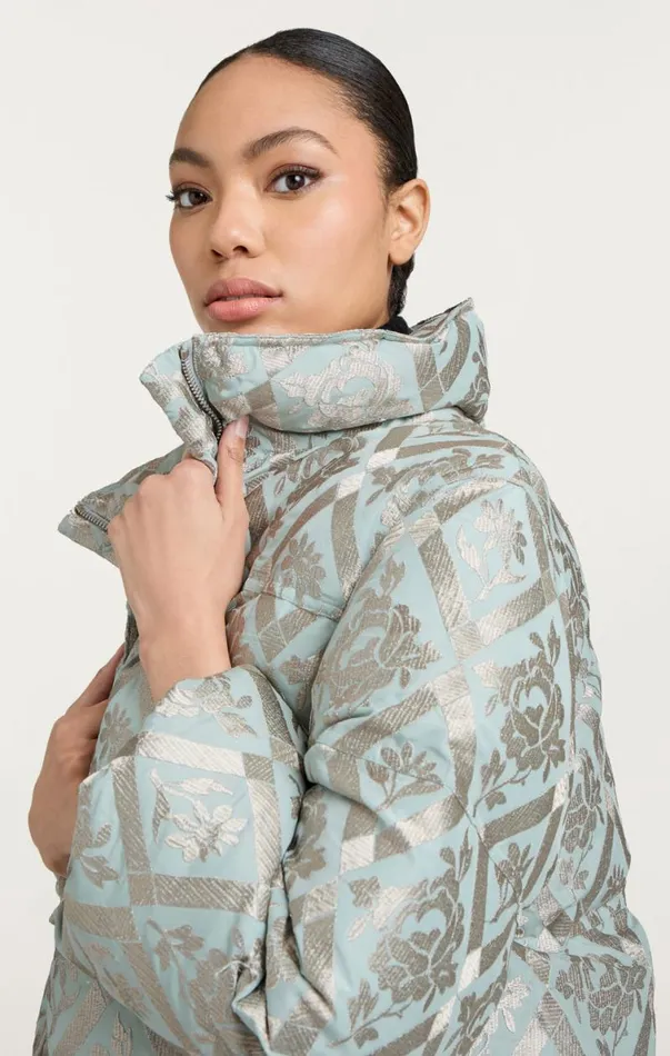 Shop Diamond Floral Hallie Puffer Celestial Blue Cinq Sept Outerwear