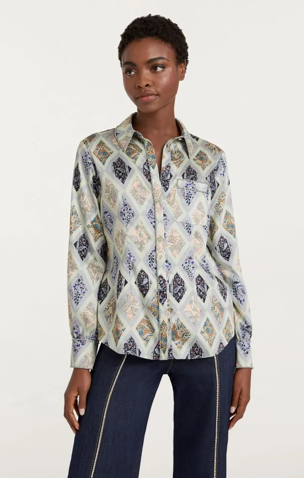 Shop Diamond Sea Blanche Top Celadon Multi Cinq Sept Long Sleeve Tops
