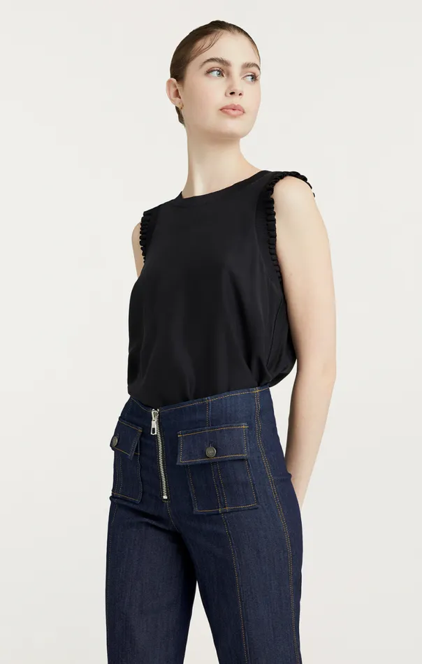 Shop Lenore Top Silk Black Cinq Sept Tank Tops and Camisoles