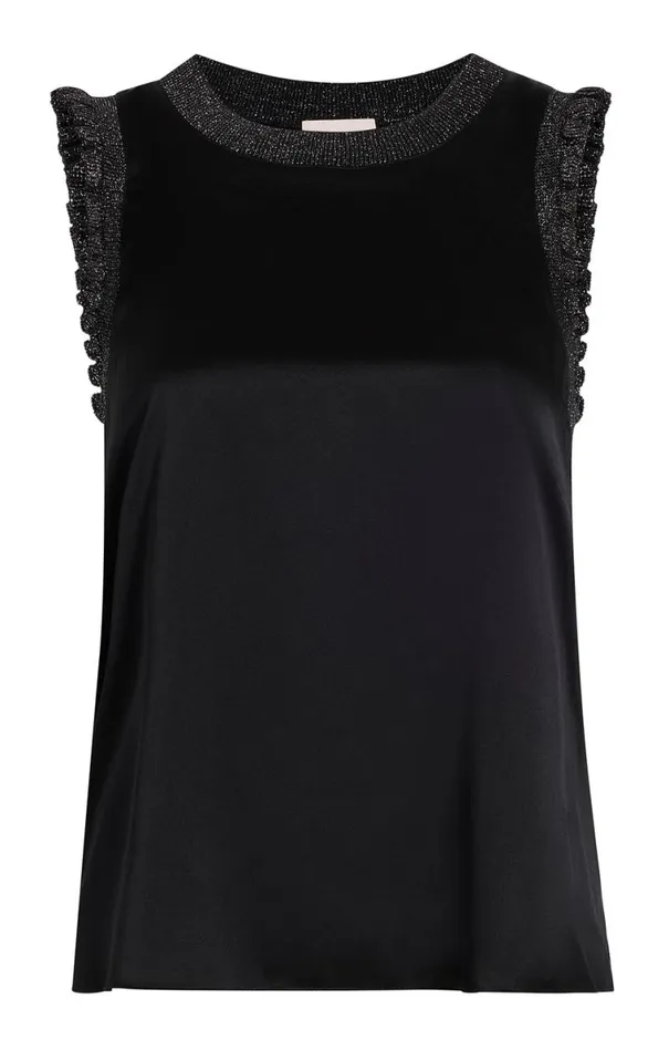 Shop Lurex Lenore Top Blacksilver Cinq Sept Tank Tops and Camisoles