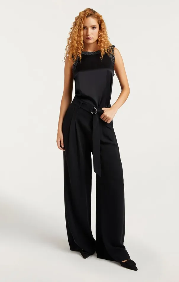 Shop Lurex Lenore Top Blacksilver Cinq Sept Tank Tops and Camisoles