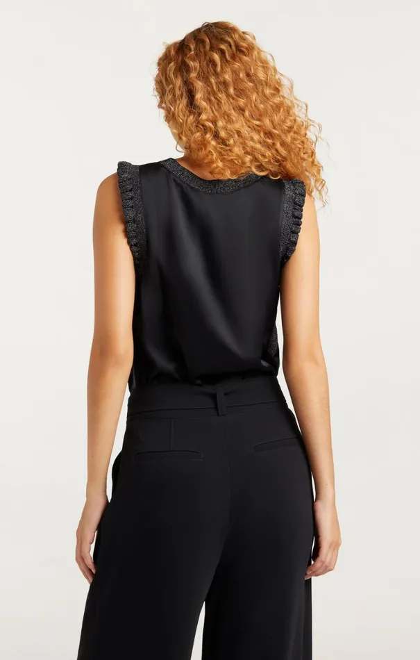 Shop Lurex Lenore Top Blacksilver Cinq Sept Tank Tops and Camisoles