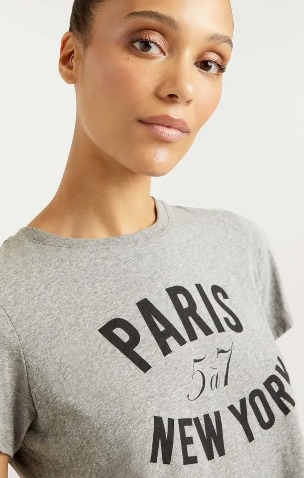 Shop Paris New York Tee Heather Greyblack Cinq Sept Tees