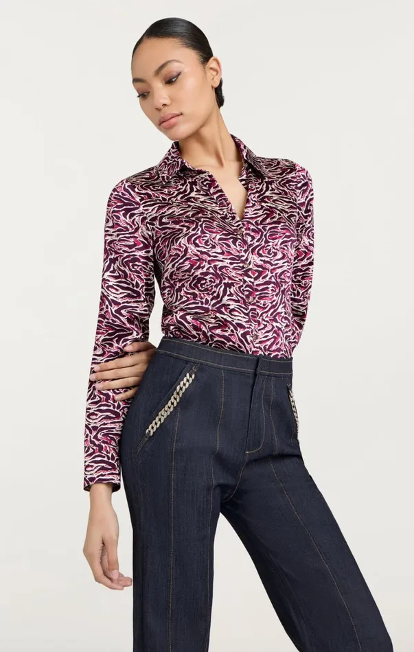 Shop Petra Top Inkstrokes Dark Plum Multi Cinq Sept Long Sleeve Tops