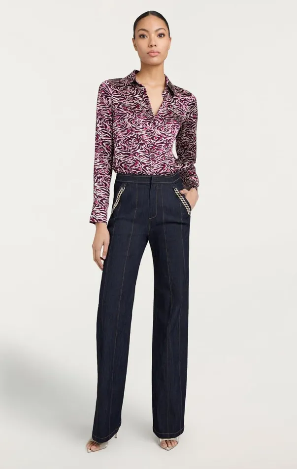 Shop Petra Top Inkstrokes Dark Plum Multi Cinq Sept Long Sleeve Tops