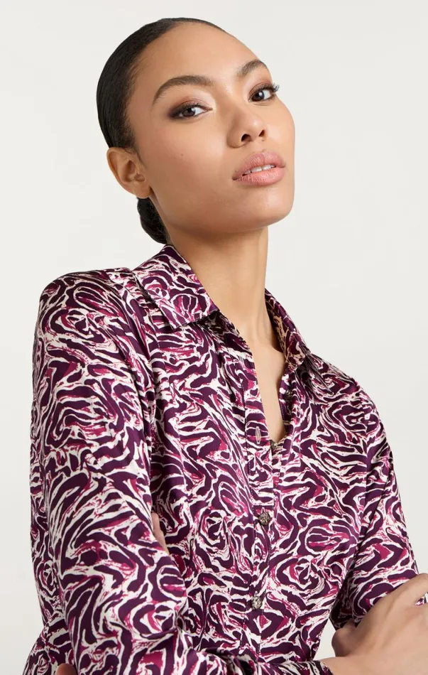 Shop Petra Top Inkstrokes Dark Plum Multi Cinq Sept Long Sleeve Tops