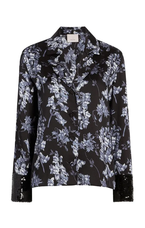 Shop Phoebe Top Coastal Floral Black Multi Cinq Sept Long Sleeve Tops