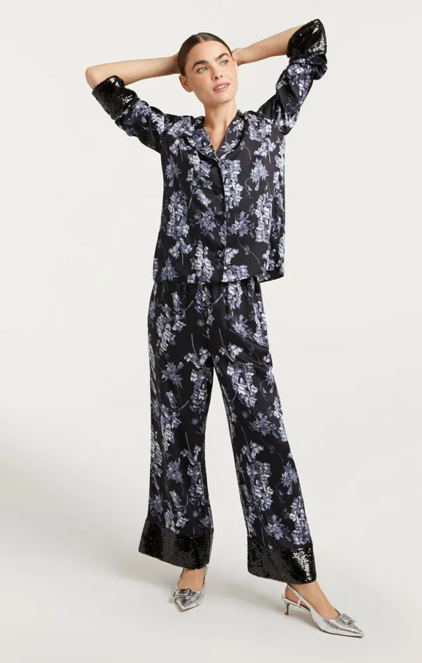Shop Phoebe Top Coastal Floral Black Multi Cinq Sept Long Sleeve Tops