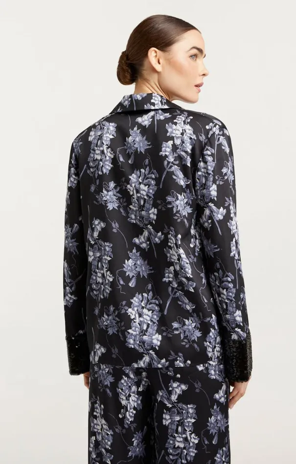 Shop Phoebe Top Coastal Floral Black Multi Cinq Sept Long Sleeve Tops